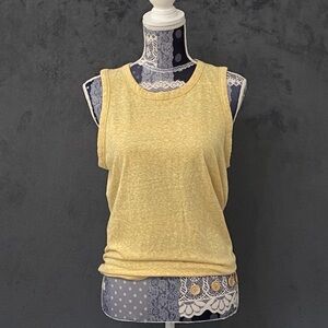 J Crew Tie-Back Tank Top Womens L Yellow Crew Neck Lightweight Preppy J1677